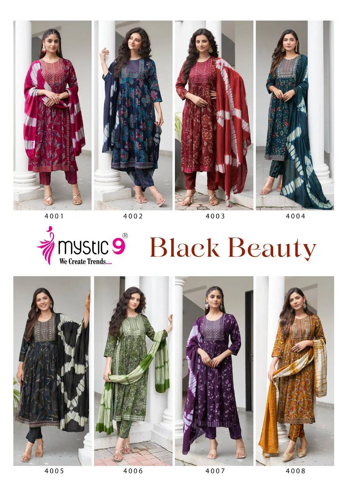 Black Beauty Vol 4 By Mystic 9 Rayon Printed Kurti With Bottom Dupatta Suppliers In India